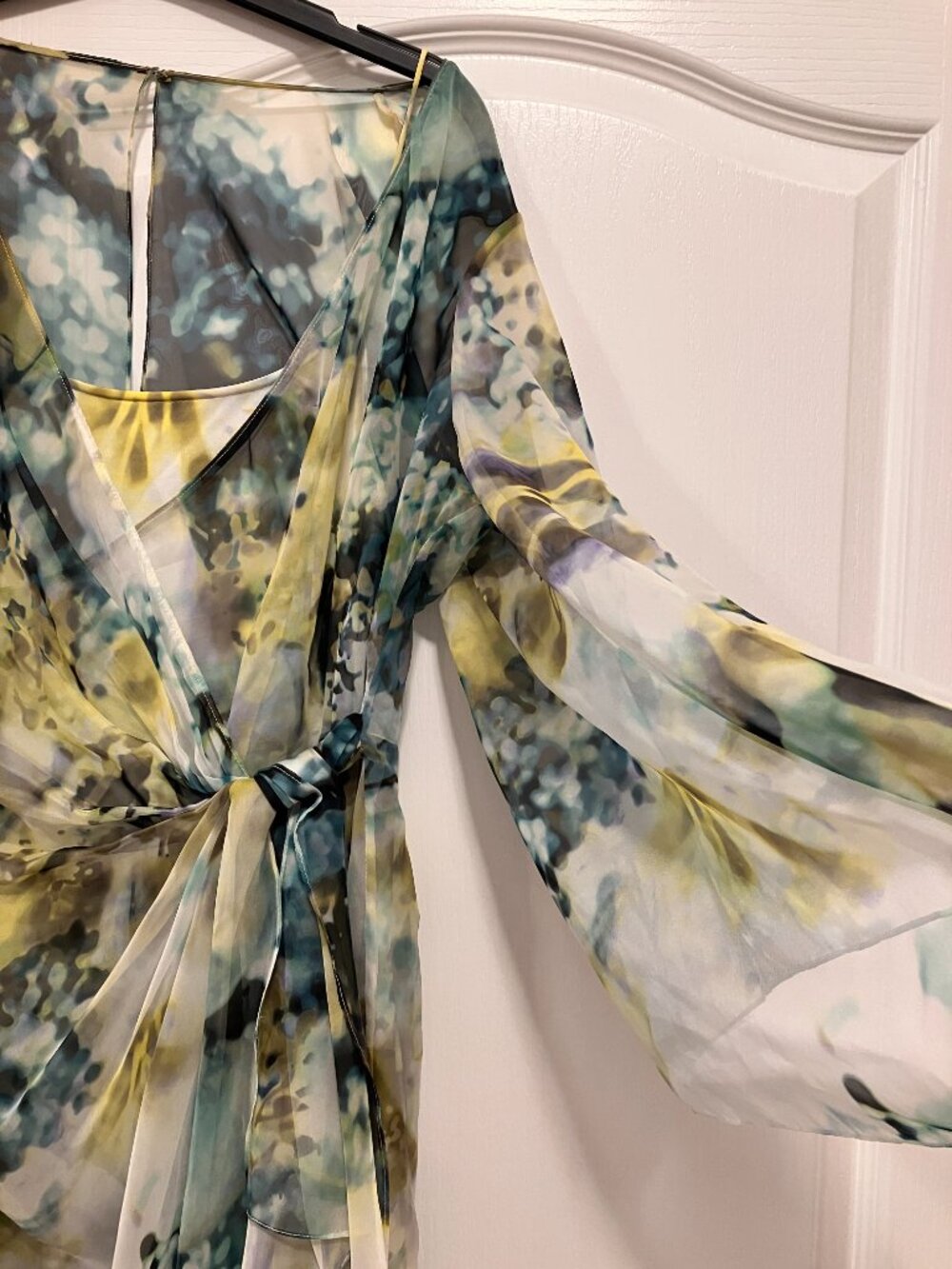 Kay Unger New York Sheer Watercolor Overlay Dress | Size 12 - Picture 6 of 10